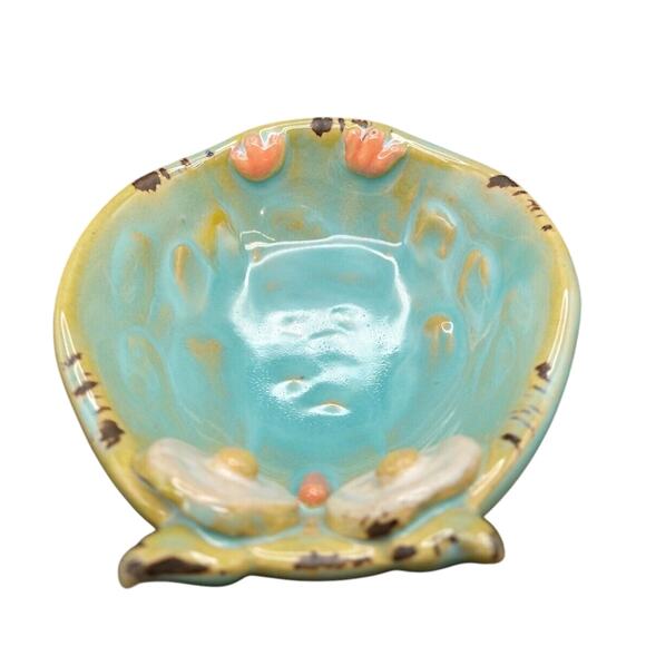 Decorative Blue Ceramic Owl Trinket Dish • Ashtray • Berry Bowl - Picture 3 of 9